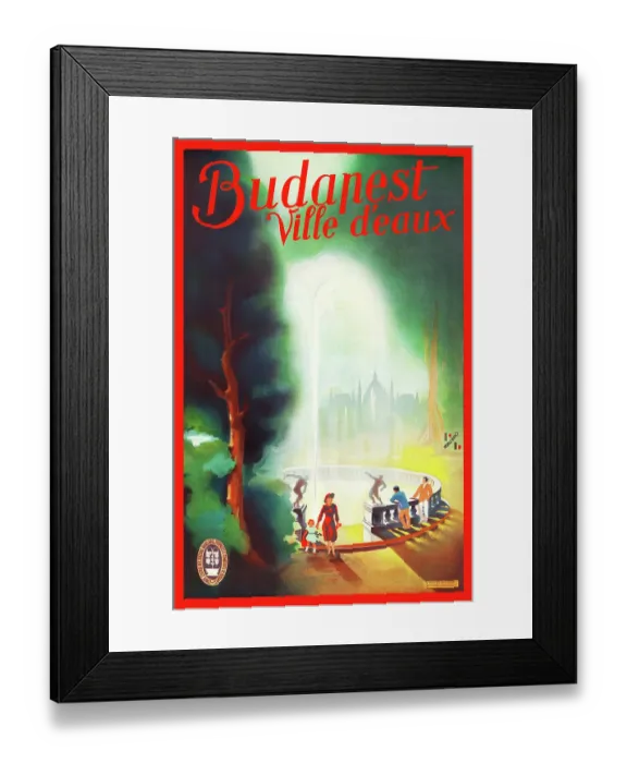 Framed Print : Travel Poster, Budapest, Ville D'Eaux Framed Print : Travel Poster, Budapest, Ville D'Eaux