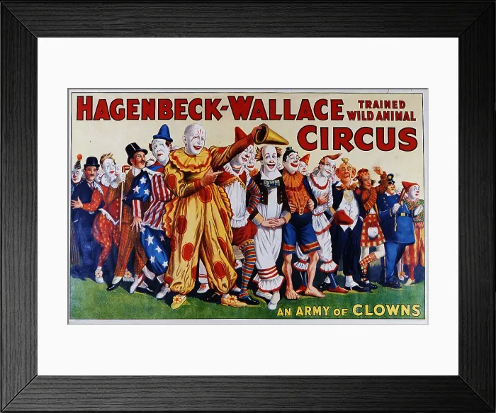 Framed Print : Army Of Clowns Circus Poster Framed Print : Army Of Clowns Circus Poster