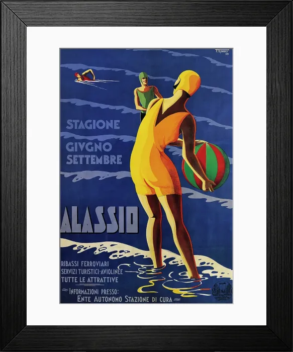 Framed Print : Alassio. Tourist poster from Italy by Filippo Romoli (d Framed Print : Alassio. Tourist poster from Italy by Filippo Romoli (d