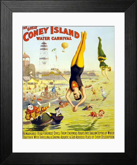 Framed Print : Ad For The Great Coney Island Water Carnival Framed Print : Ad For The Great Coney Island Water Carnival