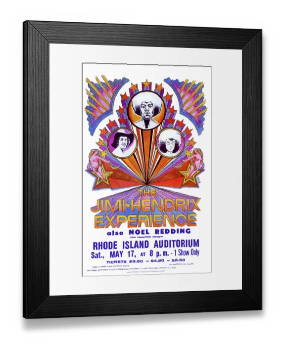 Framed Print : Poster For Jimi Hendrix Experience