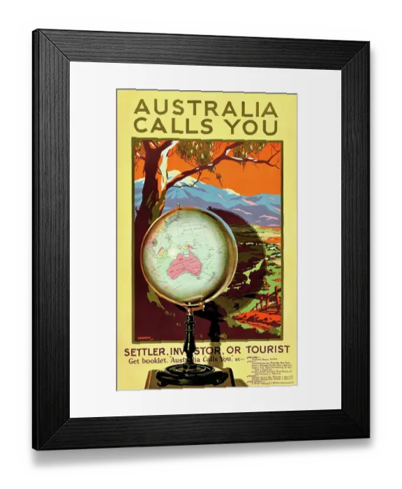 Framed Print : Poster, Australia Calls You Framed Print : Poster, Australia Calls You