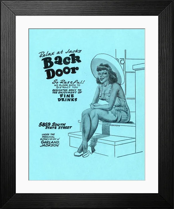Framed Print : Ad For The Back Door Cocktail Lounge Framed Print : Ad For The Back Door Cocktail Lounge