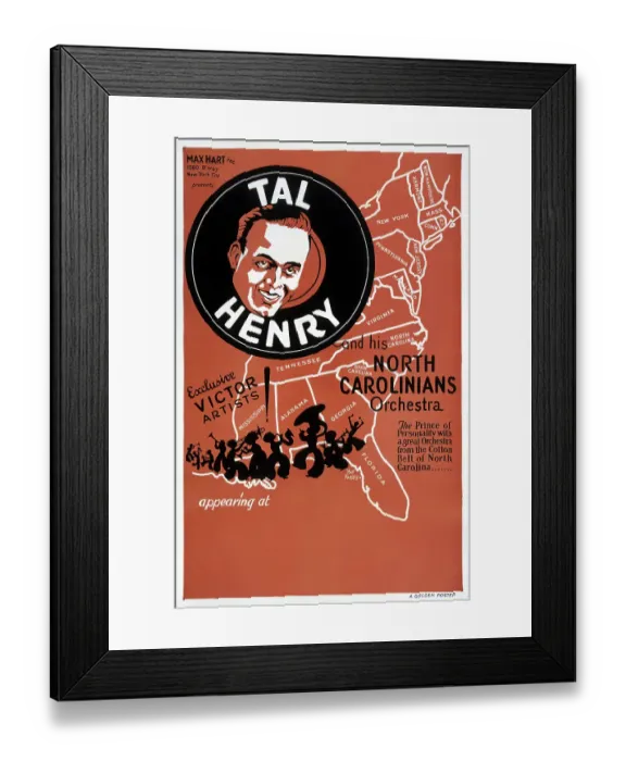 Framed Print : Poster For Tal Henry & His North Carolinians Orchestra Framed Print : Poster For Tal Henry & His North Carolinians Orchestra