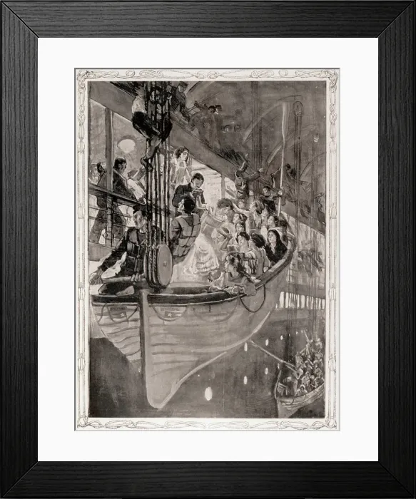 Framed Print : Illustration of Women Being Rescued From the Titanic Framed Print : Illustration of Women Being Rescued From the Titanic