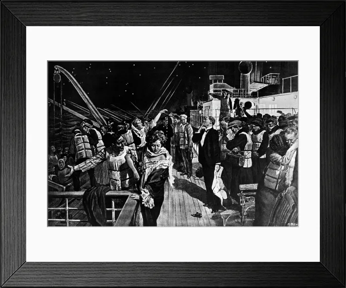 Framed Print : Illustration of Women and Children Boarding Titanic Lifeboats Framed Print : Illustration of Women and Children Boarding Titanic Lifeboats