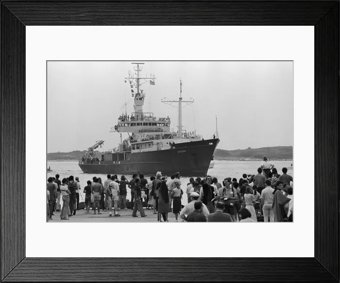 Framed Print : Crowd Gazing at Research Vessel Knorr near Shore Framed Print : Crowd Gazing at Research Vessel Knorr near Shore