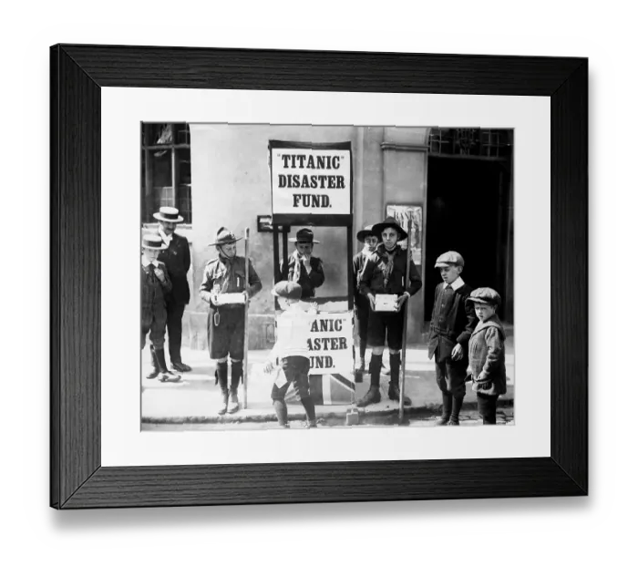 Framed Print : Boy Scouts Collecting for Titanic Disaster Framed Print : Boy Scouts Collecting for Titanic Disaster