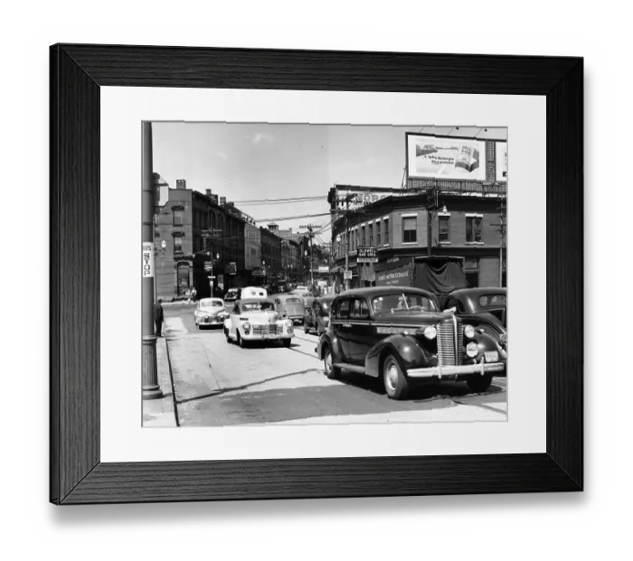 Framed Print : Cars Driving Down Street In Norwalk, Connecticut Framed Print : Cars Driving Down Street In Norwalk, Connecticut