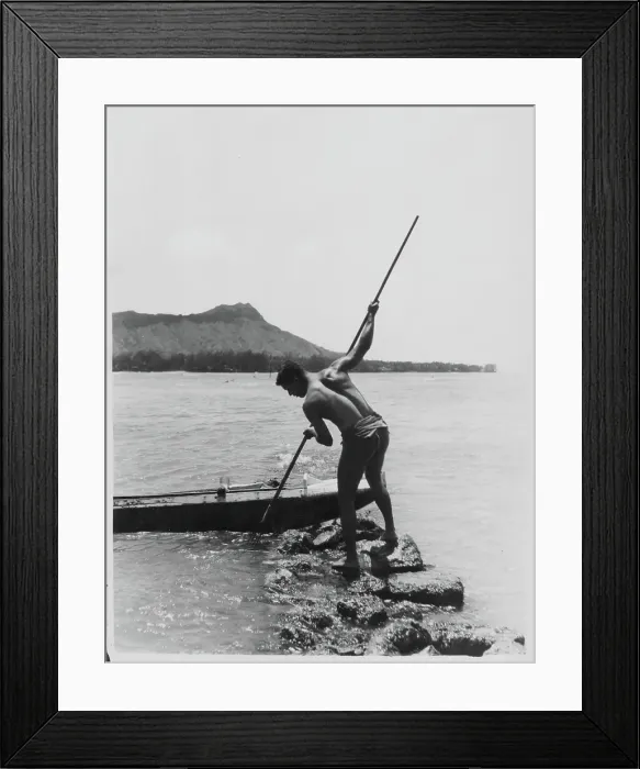 Framed Print : Hawaii. Traditional fishing methods in Hawaii, circa 1920-1950 Framed Print : Hawaii. Traditional fishing methods in Hawaii, circa 1920-1950