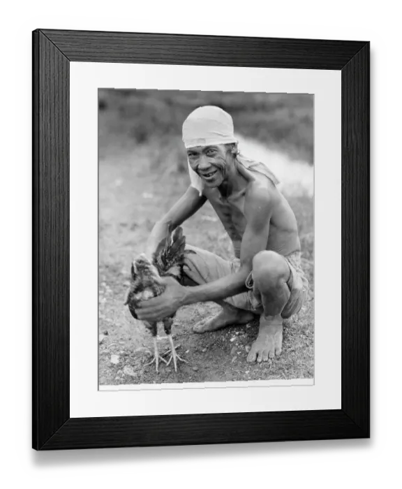 Framed Print : Man With His Rooster In The Philippines