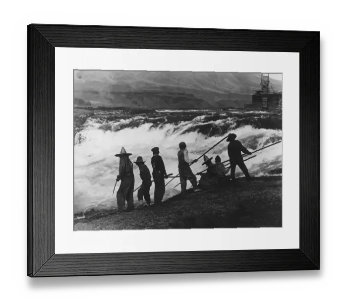 Framed Print : Celilo Falls Fishermen