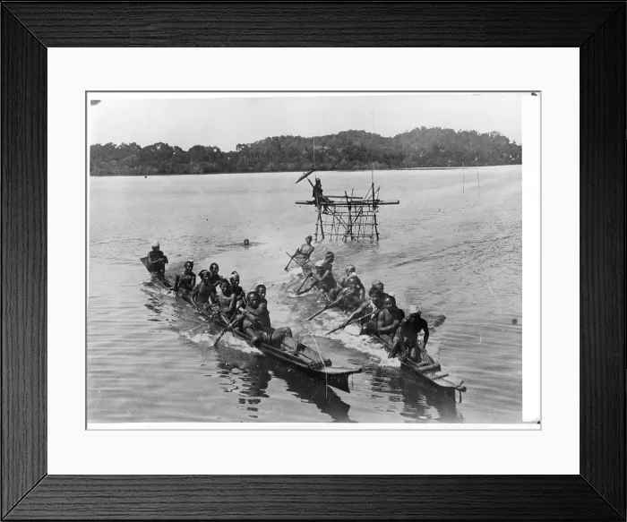 Framed Print : Men In rafts On Water In Burma, Burma Framed Print : Men In rafts On Water In Burma, Burma