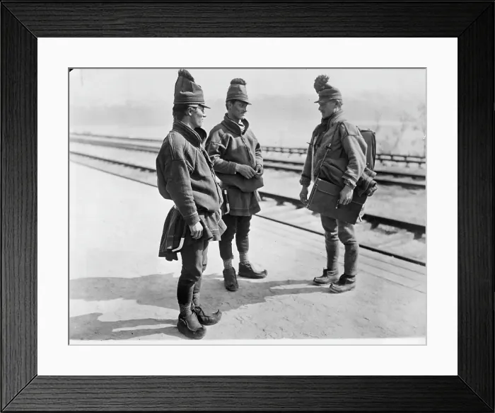 Framed Print : Peddlers And Postman Comparing Notes Framed Print : Peddlers And Postman Comparing Notes