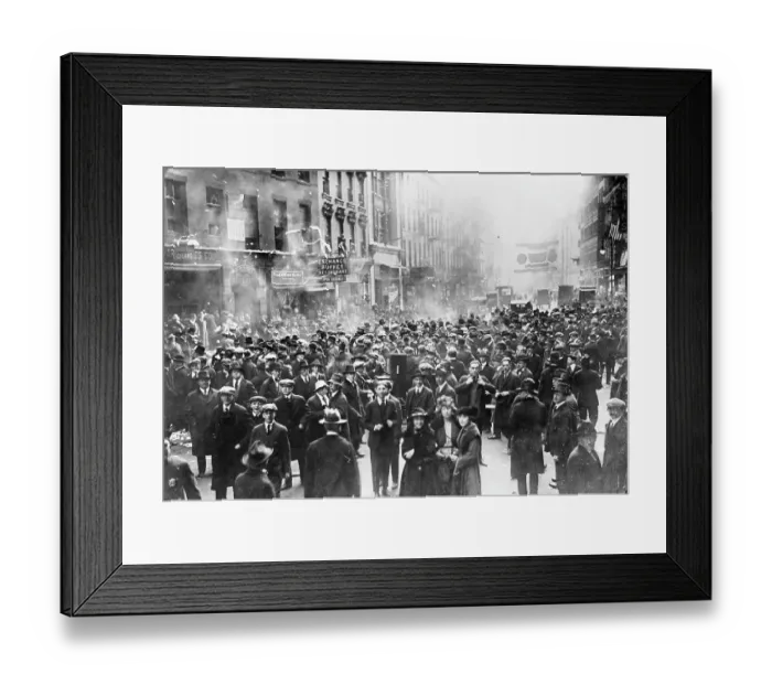 Framed Print : Crowd Gathered At New York Stock Exchange On Wall Street In New York City, New York Framed Print : Crowd Gathered At New York Stock Exchange On Wall Street In New York City, New York
