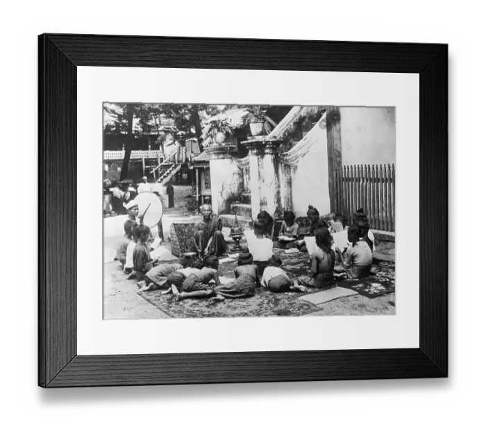 Framed Print : Religious Instructor With His students In Rangoon, Burma Framed Print : Religious Instructor With His students In Rangoon, Burma
