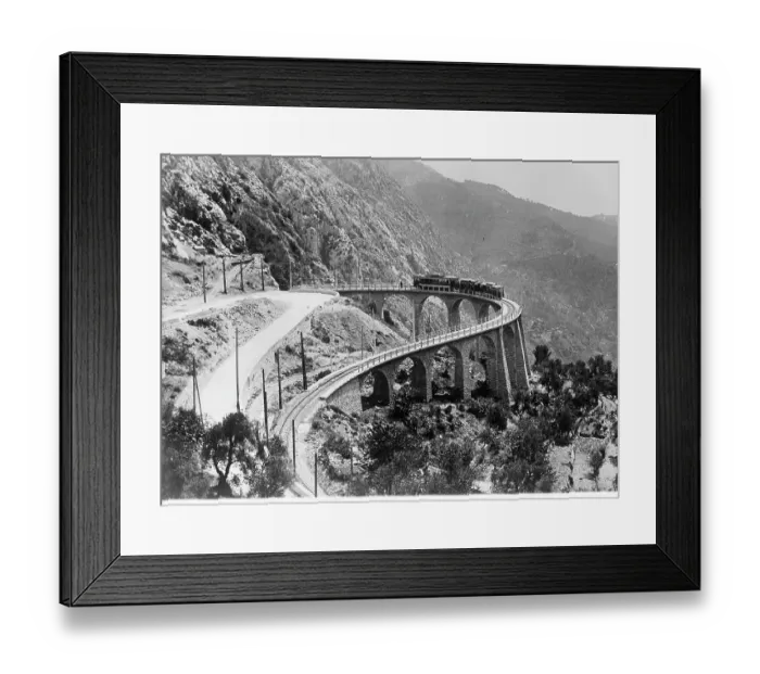 Framed Print : Train In The French Maritime Alps Between Menton And Sospel