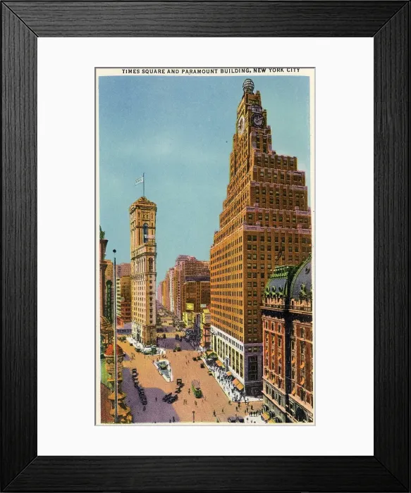 Framed Print : Vintage souvenir postcard, Flatiron Building, NYC, New York, ca 1935