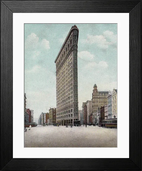 Framed Print : Vintage souvenir photo postcard, the Flatiron Building, New York City, 1908 Framed Print : Vintage souvenir photo postcard, the Flatiron Building, New York City, 1908
