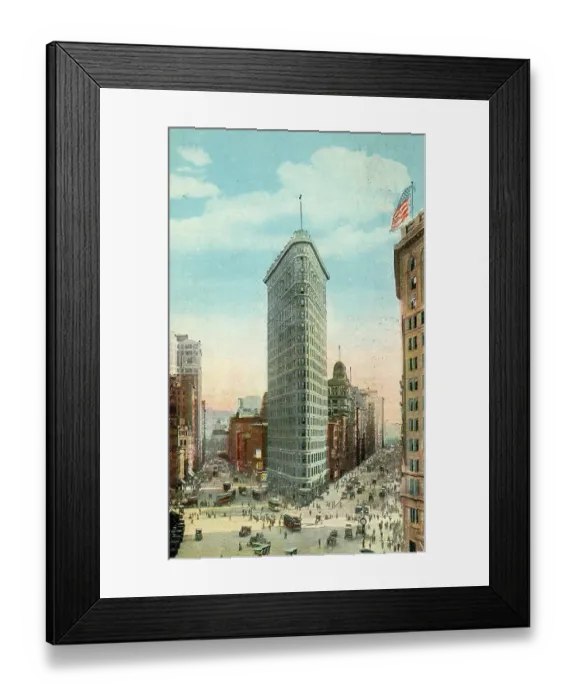 Framed Print : Vintage souvenir postcard, The Flatiron Building, New York City, 1921 Framed Print : Vintage souvenir postcard, The Flatiron Building, New York City, 1921
