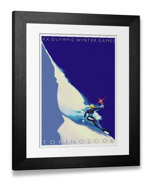Framed Print : Official poster for the XX Olympic Winter Games 2006 in Turin. Artist: Riboli, Stefano Framed Print : Official poster for the XX Olympic Winter Games 2006 in Turin. Artist: Riboli, Stefano