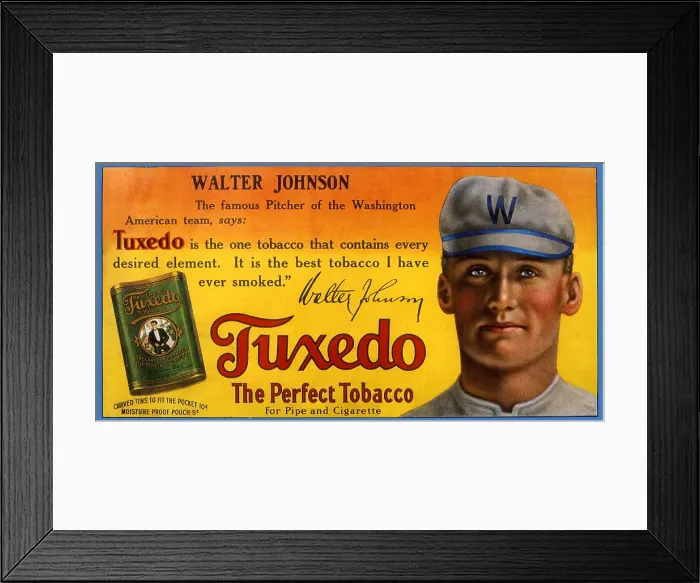 Framed Print : Walter Johnson Tobacco Sign Framed Print : Walter Johnson Tobacco Sign
