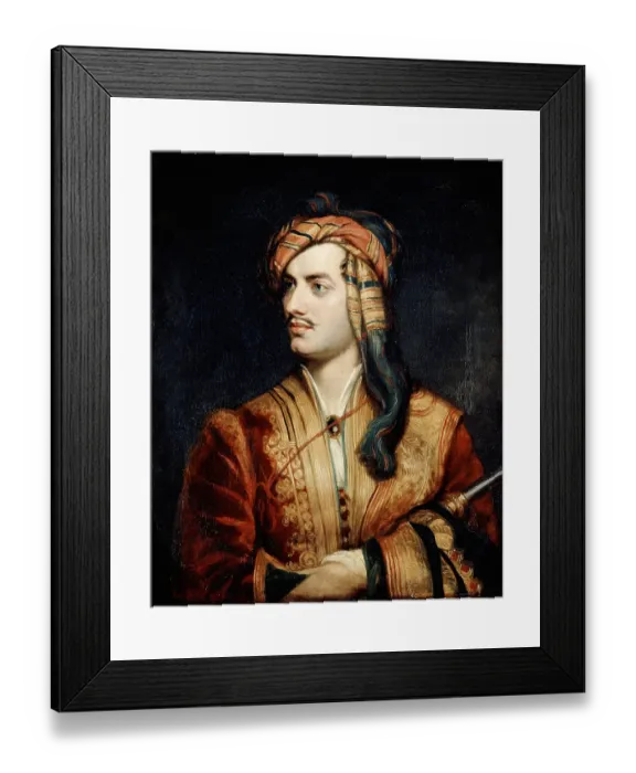 Framed Print : Portrait of Lord Byron in Albanian dress Framed Print : Portrait of Lord Byron in Albanian dress