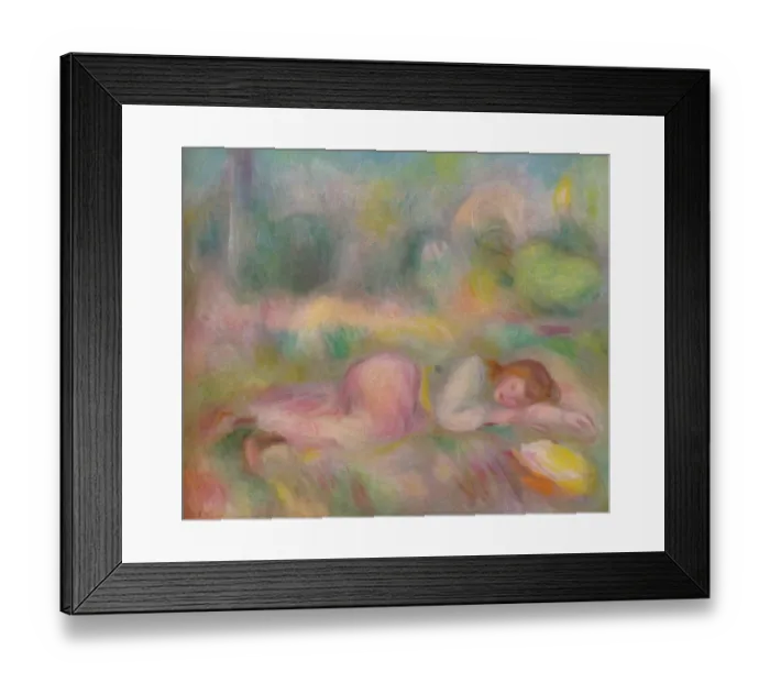 Framed Print : Fille etendue dans l'herbe, c1890. Artist: Pierre-Auguste Renoir Framed Print : Fille etendue dans l'herbe, c1890. Artist: Pierre-Auguste Renoir