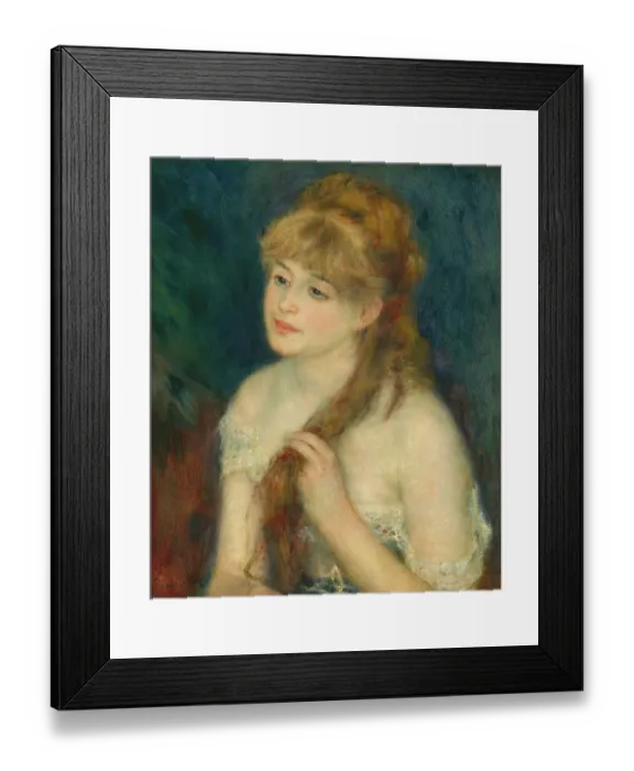 Framed Print : Young Woman Braiding Her Hair