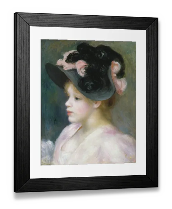 Framed Print : Young Girl In A Pink-And-Black Hat Framed Print : Young Girl In A Pink-And-Black Hat