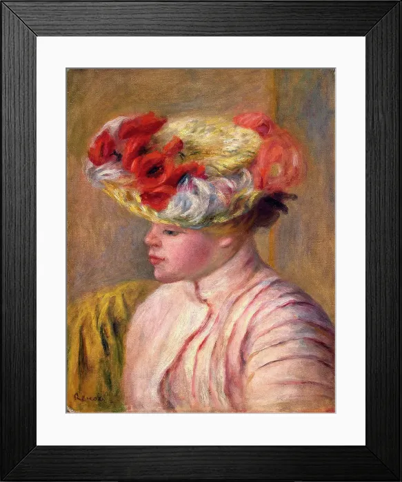 Framed Print : Young Woman in a Flowered Hat, 1892. Artist: Pierre-Auguste Renoir Framed Print : Young Woman in a Flowered Hat, 1892. Artist: Pierre-Auguste Renoir