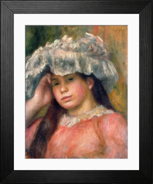 Framed Print : Young Girl in a Hat, 1892-1894. Artist: Pierre-Auguste Renoir