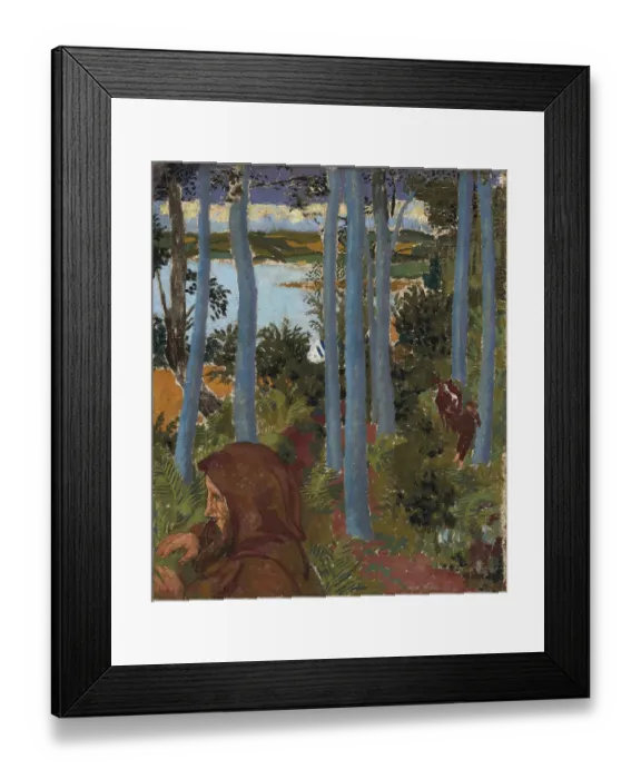 Framed Print : Landscape With Hooded Man Framed Print : Landscape With Hooded Man