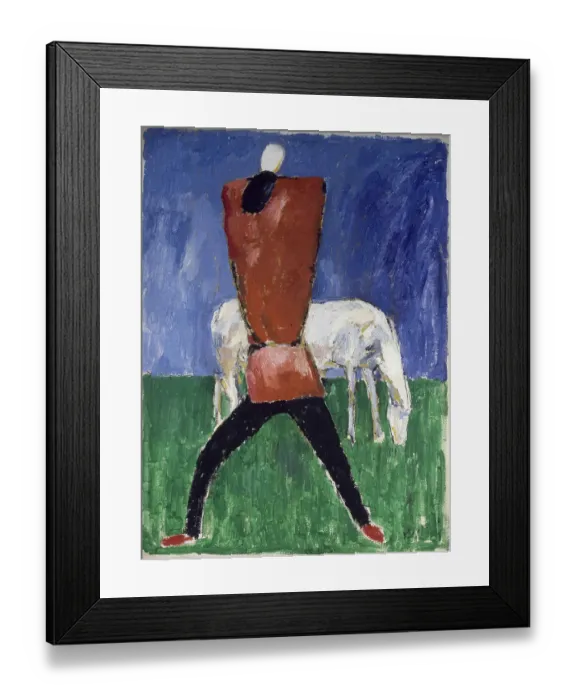 Framed Print : The White Horse (Man And Horse) Framed Print : The White Horse (Man And Horse)