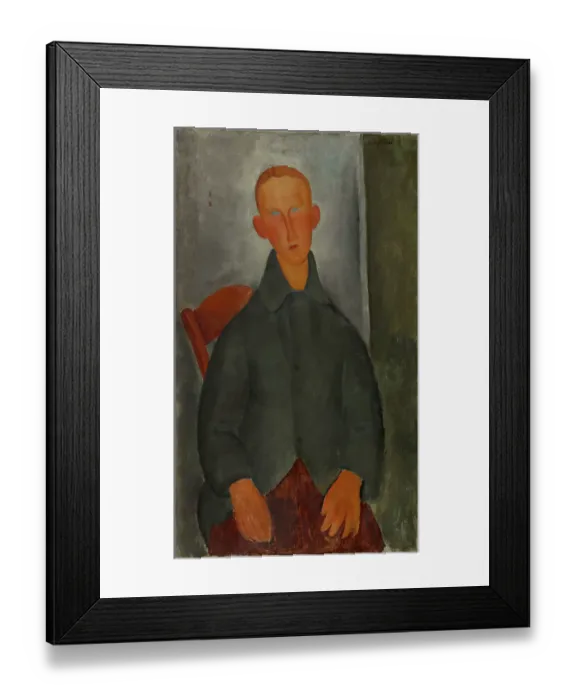 Framed Print : Seated Boy With Red Hair And Grey Jacket Framed Print : Seated Boy With Red Hair And Grey Jacket