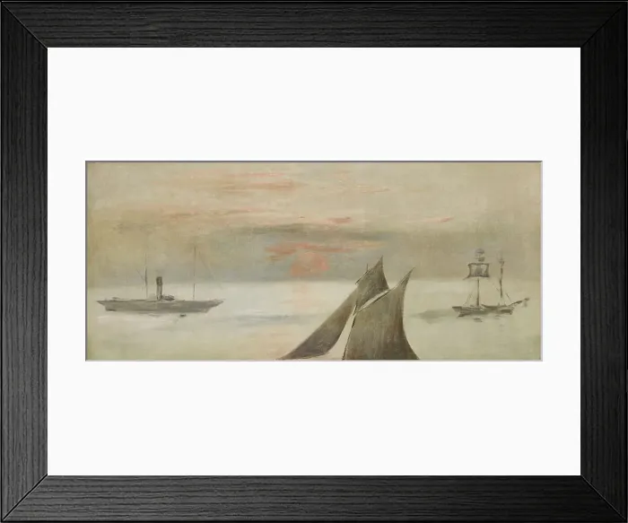 Framed Print : Boats at Sea, Sunset. Artist: Manet, Édouard (1832-1883) Framed Print : Boats at Sea, Sunset. Artist: Manet, Édouard (1832-1883)
