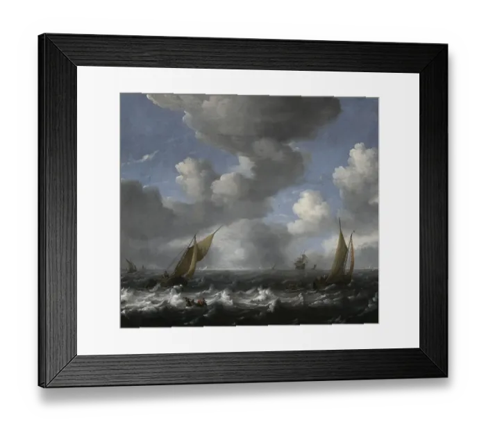 Framed Print : Seascape with Fishing Boats. Artist: Bakhuizen, Ludolf (1630-1708) Framed Print : Seascape with Fishing Boats. Artist: Bakhuizen, Ludolf (1630-1708)