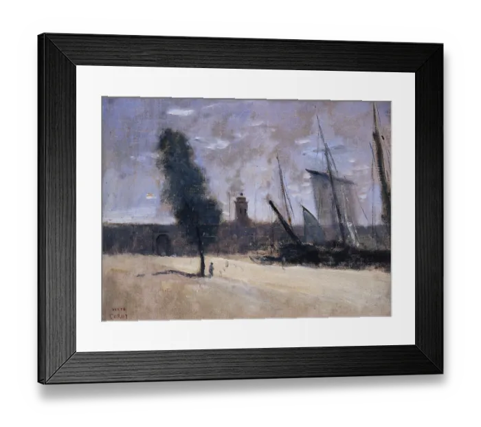 Framed Print : Dunkirk, Ramparts and Entrance to the Harbour. Artist: Corot, Jean-Baptiste Camille (1796-1875) Framed Print : Dunkirk, Ramparts and Entrance to the Harbour. Artist: Corot, Jean-Baptiste Camille (1796-1875)