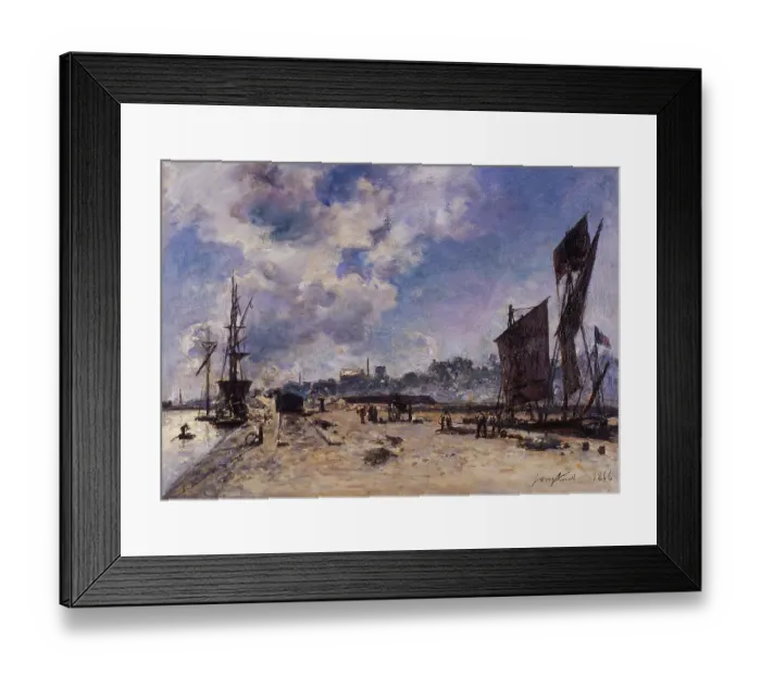 Framed Print : Quay at Honfleur. Artist: Jongkind, Johan Barthold (1819-1891)