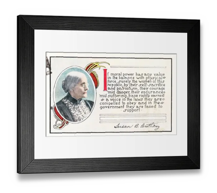 Framed Print : Susan B Anthony Postcard Framed Print : Susan B Anthony Postcard