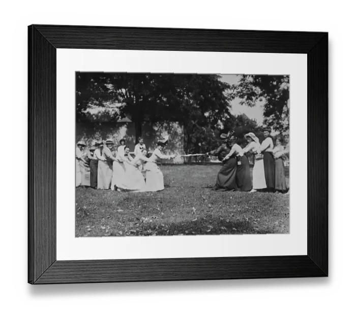 Framed Print : Suffragettes Play Tug of War Framed Print : Suffragettes Play Tug of War