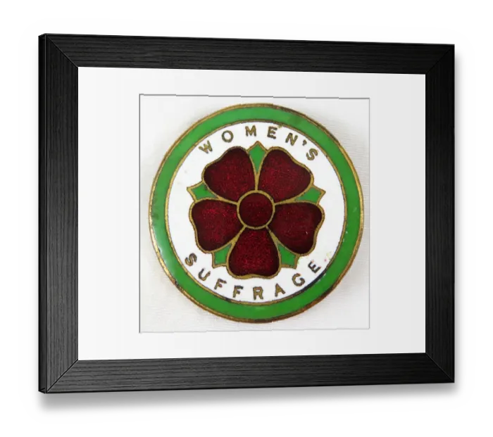 Framed Print : NUWSS Rose Suffrage Pin