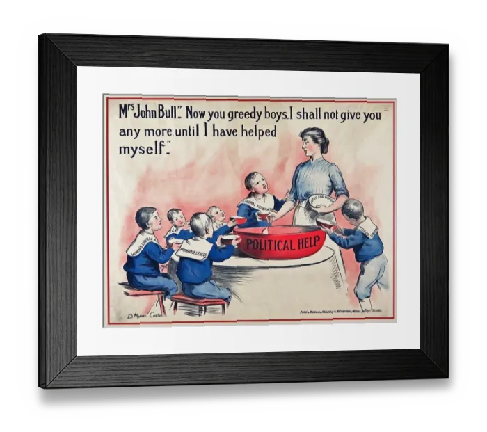Framed Print : Suffrage Mrs. John Bull Framed Print : Suffrage Mrs. John Bull