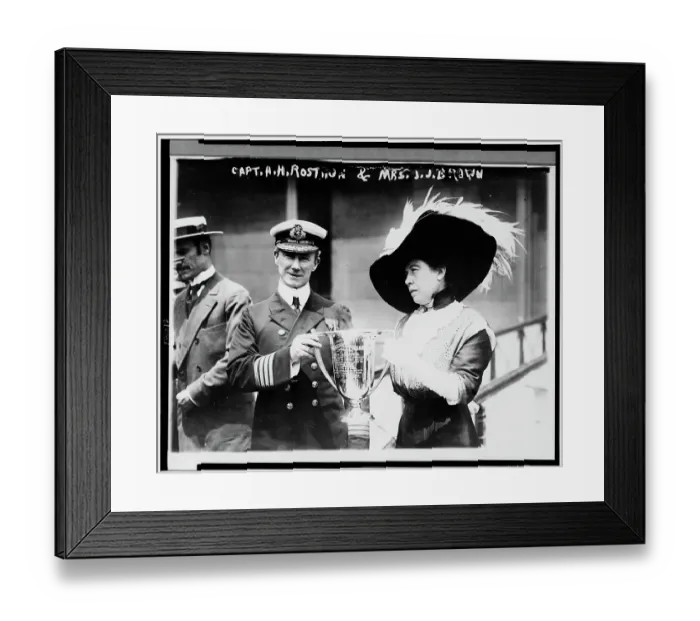 Framed Print : Captain Rostron Received Trophy From Molly Brown