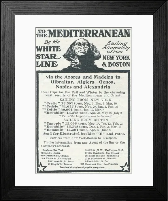 Framed Print : White Star Line Framed Print : White Star Line