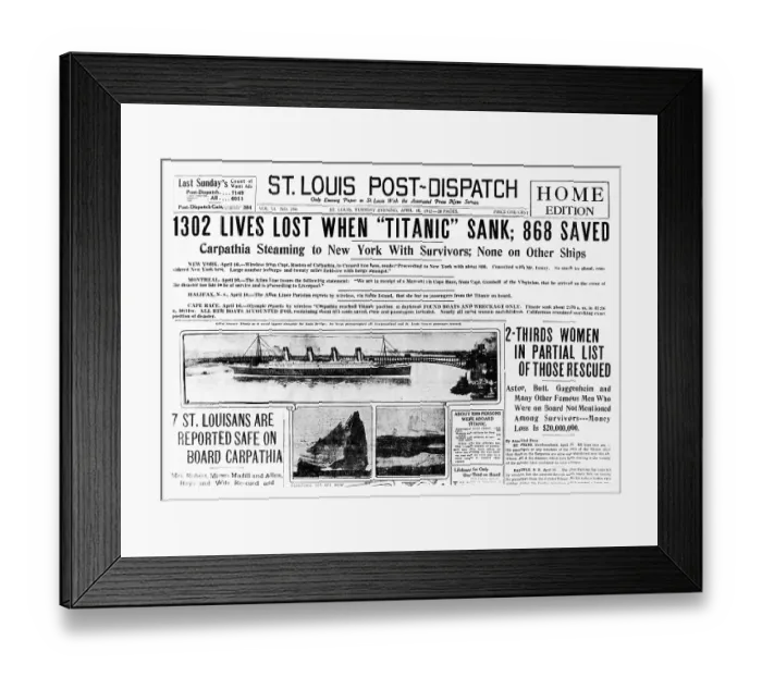 Framed Print : Titanic On The Front Page