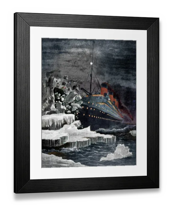Framed Print : The Titanic Colliding With An Iceberg 1912 Framed Print : The Titanic Colliding With An Iceberg 1912