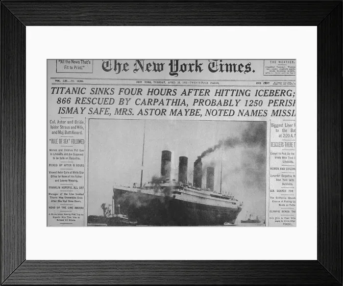 Framed Print : Titanic Headline Framed Print : Titanic Headline