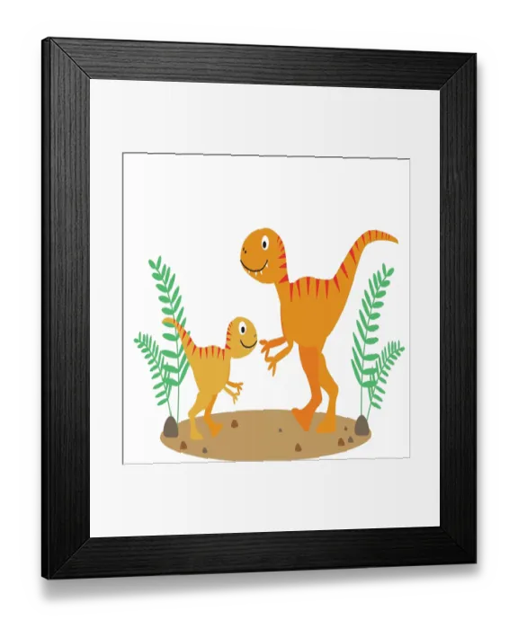 Framed Print : Vector artwork of an adult and baby Allosaurus dinosaur Framed Print : Vector artwork of an adult and baby Allosaurus dinosaur