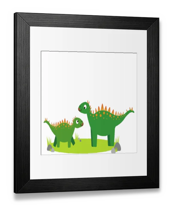 Framed Print : Vector artwork of adult and baby Tuojiangosaurus dinosaurs